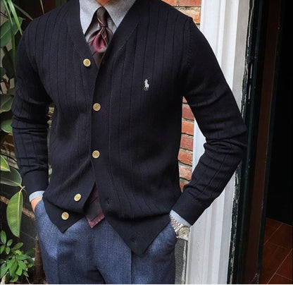 Men's V-Neck Business Knit Cardigan