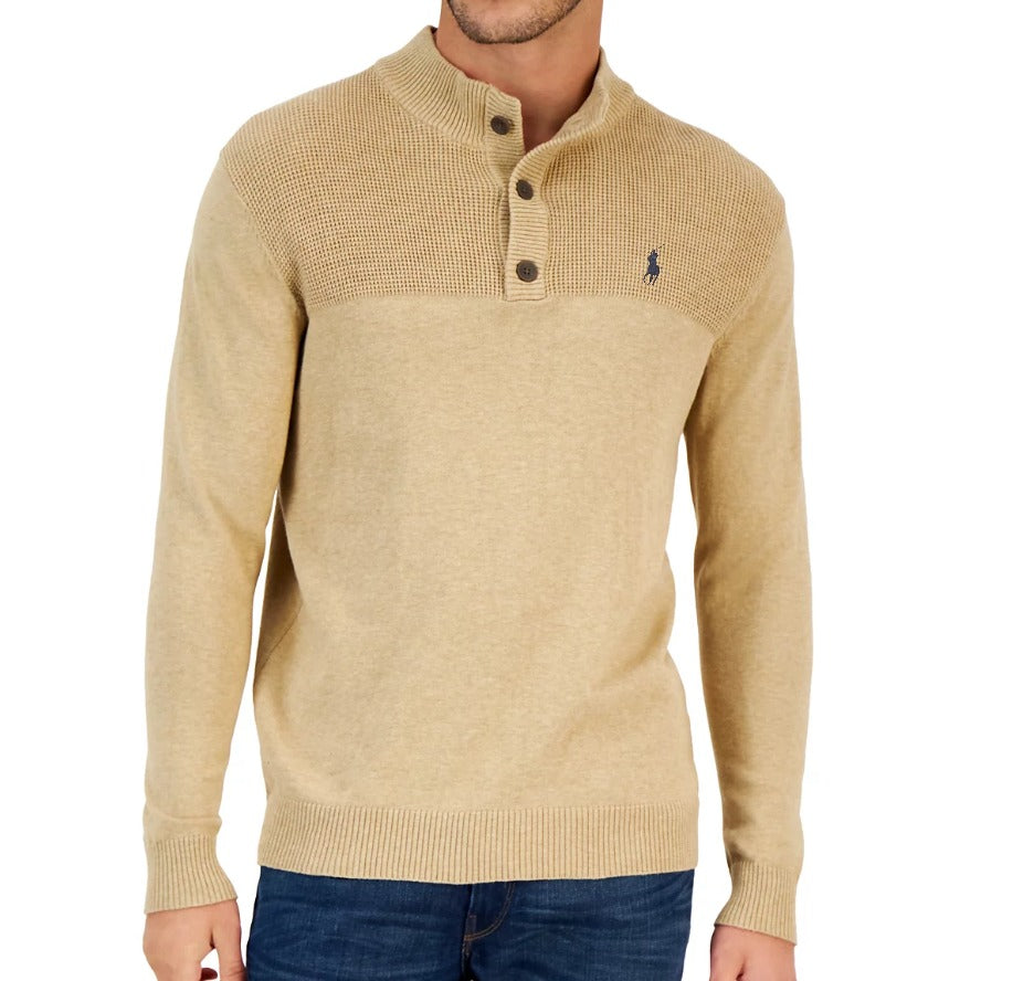 Club Room Men's Button Mock Neck Sweater