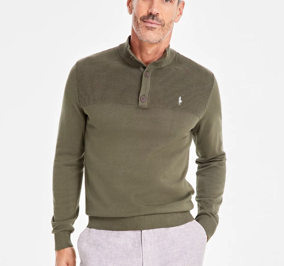 Club Room Men's Button Mock Neck Sweater